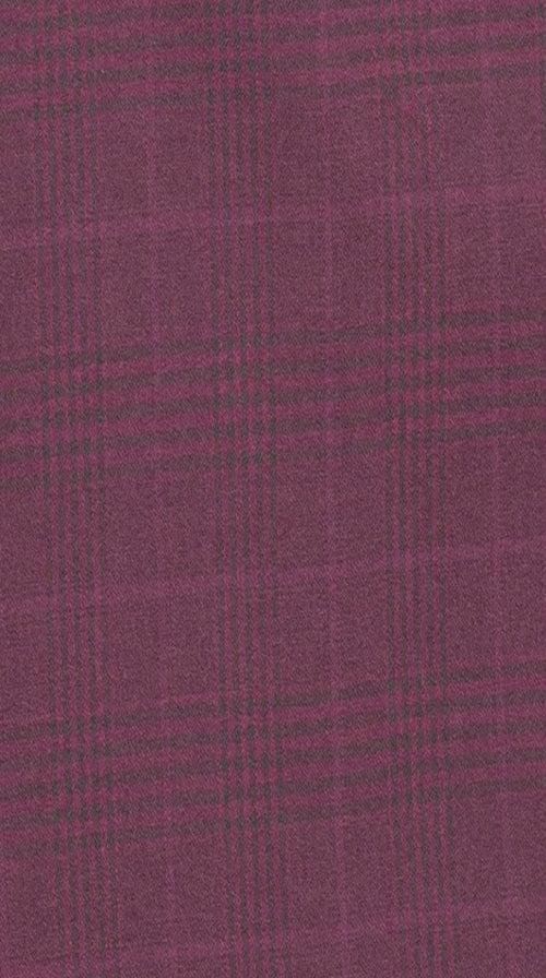 2-Piece Double Breasted Glen Plaid Regular Fit Suit - Burgundy