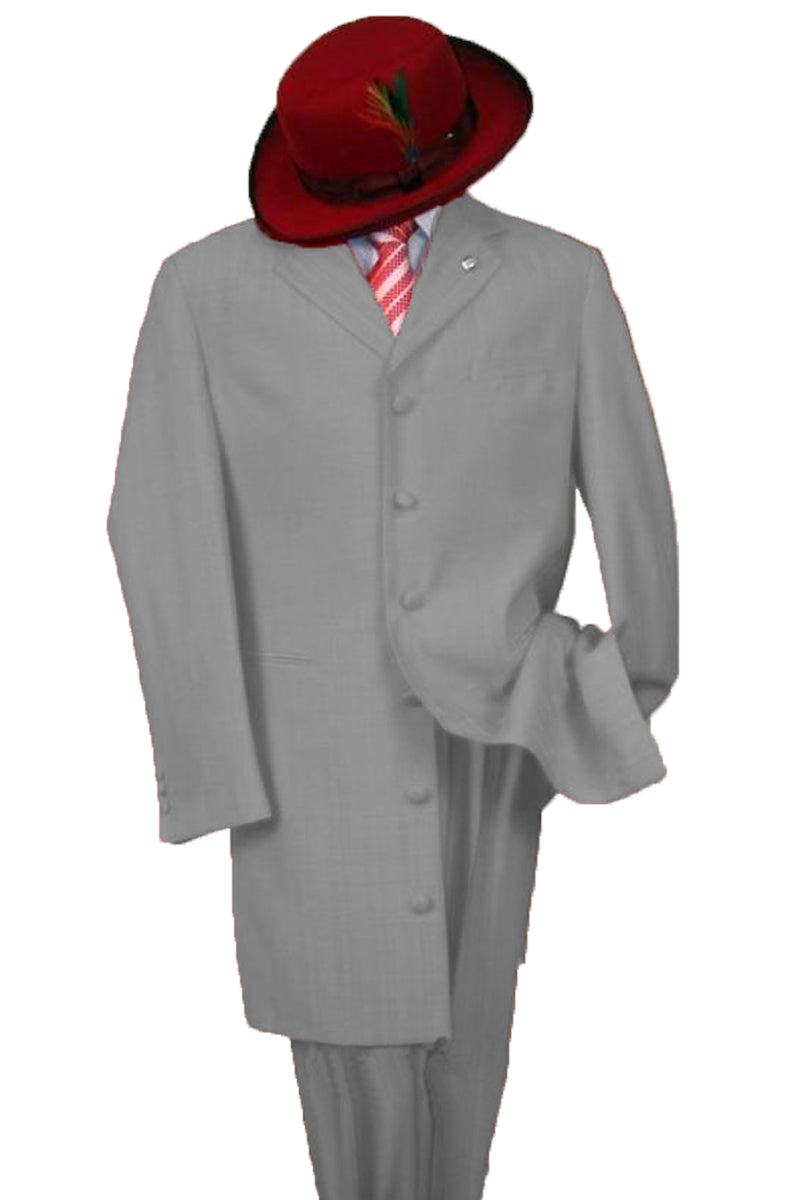 "Grey Zoot Suit for Men - 2PC Classic Long Fashion Ensemble" - 38 Long