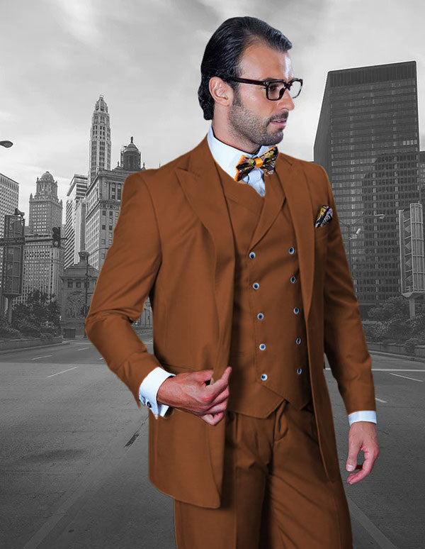 Big and Tall Business Suits - Suits For Big Man - Large Men's Camel Wool Vested Suits - 38 Short Jacket+32 Waist Adjustable 28to34)(Height: 5’4”to5’7”)(Neck 15-16.5)S-M)ggg