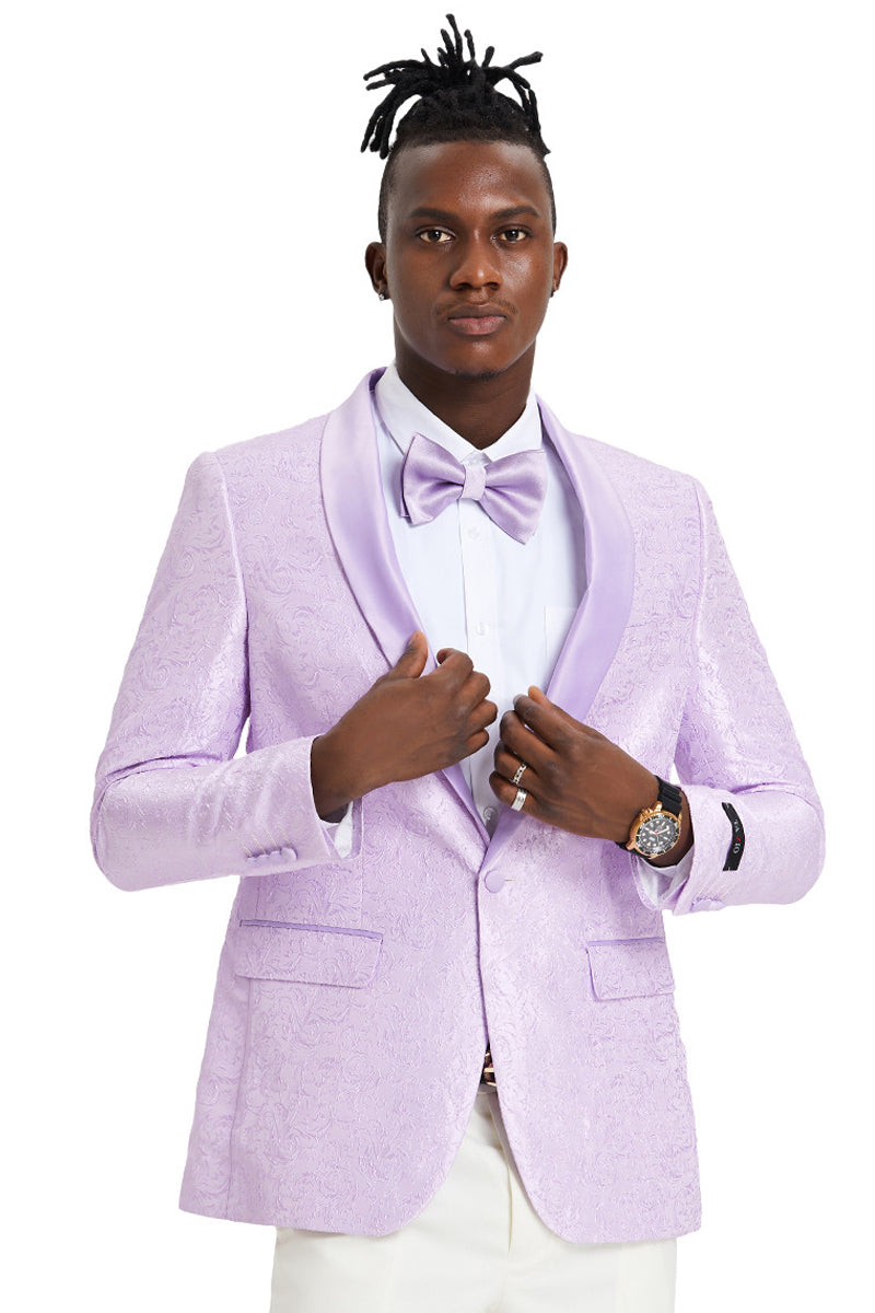 Lavender Paisley Tuxedo Jacket - Men's Slim Fit for Wedding & Prom