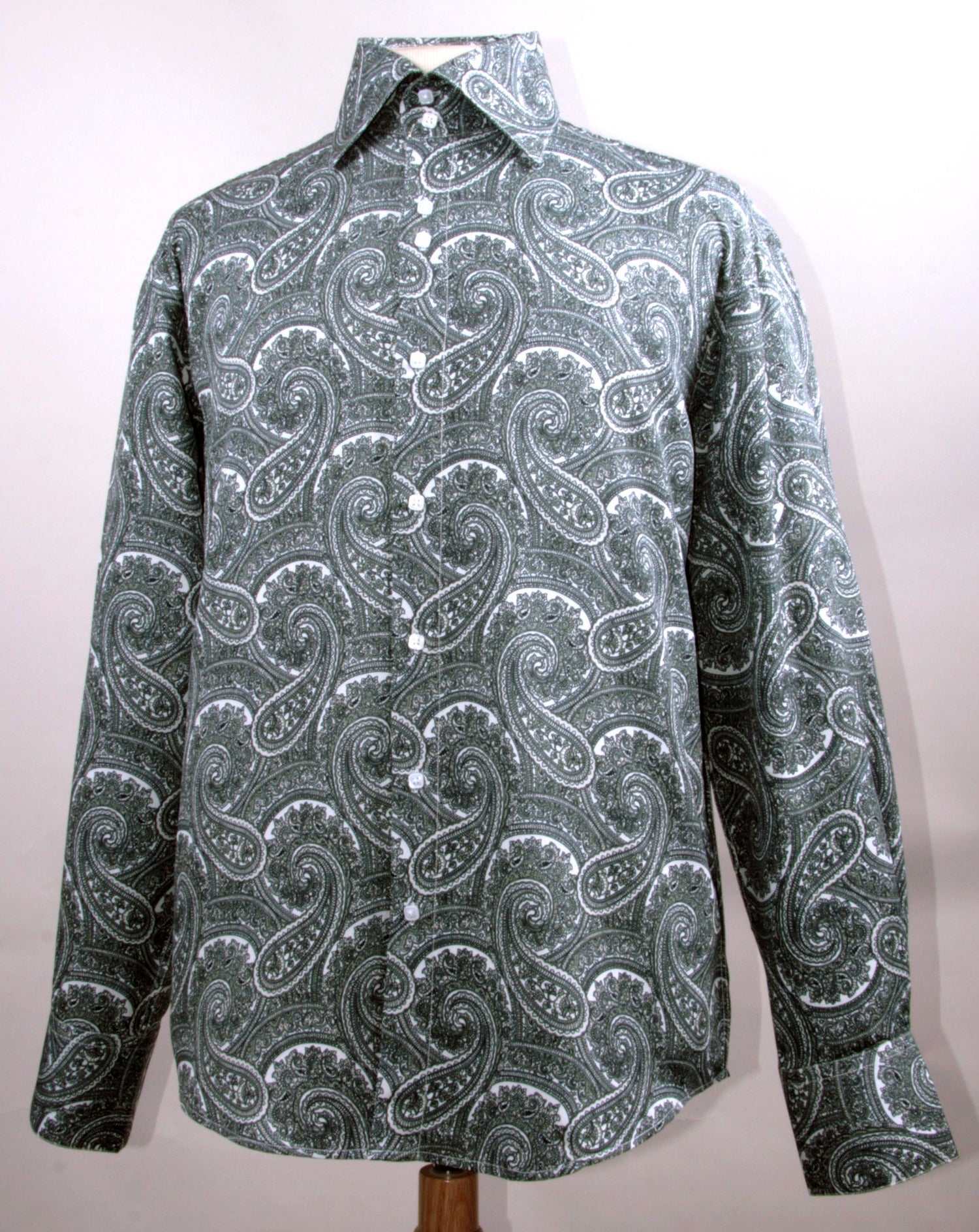 "Paisley Pattern Men's Regular Fit Sports Shirt - Black" - M