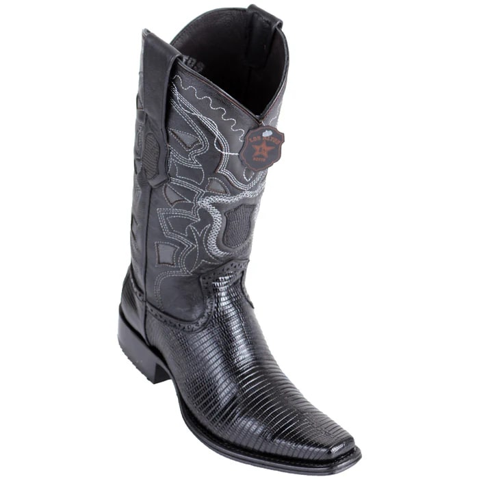 Los Altos Boots - Mens Dress Cowboy Boot - Low Priced Black Lizard Skin Boots- in Black - 6