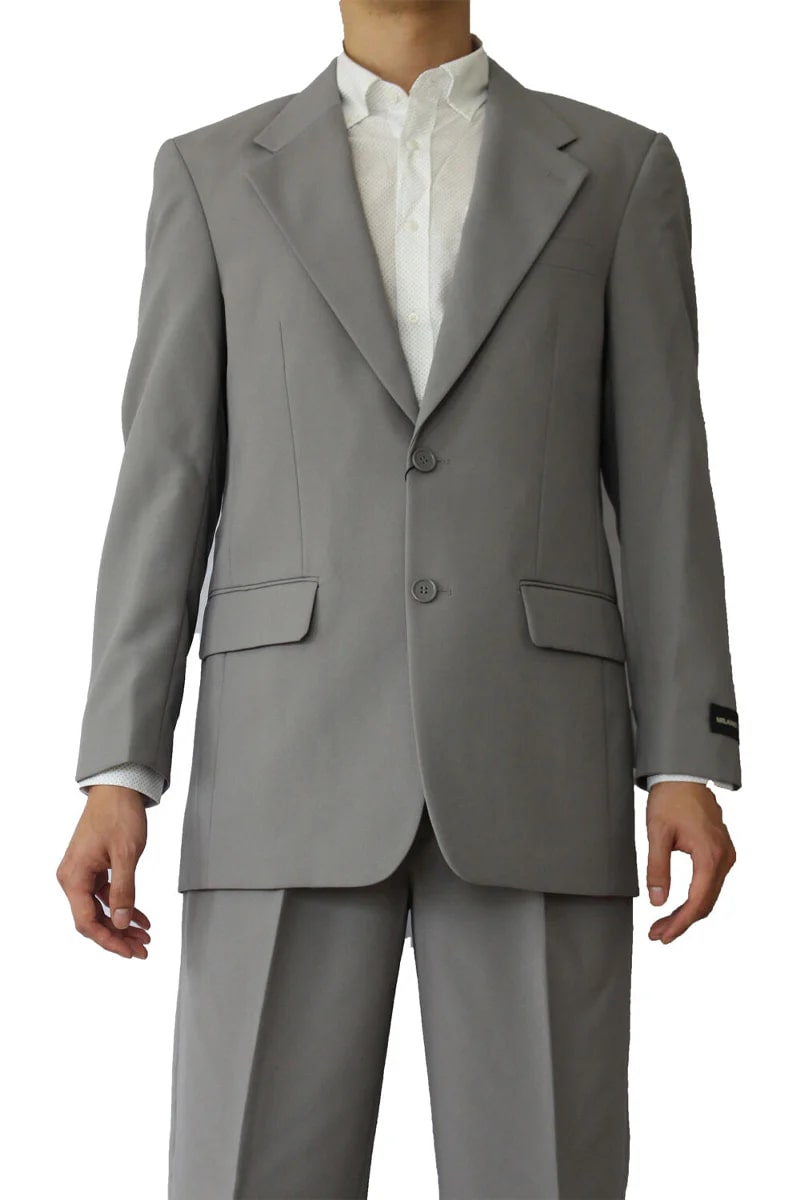 Mens 2 Button Polyester Fashion Suit in Grey - 38 Short Jacket+32 Waist Adjustable 28to34)(Height: 5 4 to5 7 )(Neck 15-16.5)S-M)