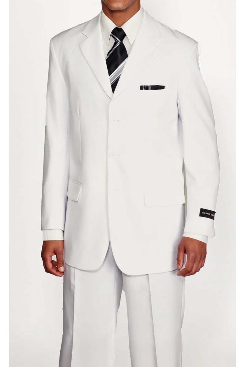 Mens 3 Button Polyester Fashion Suit in White - 38 Short Jacket+32 Waist Adjustable 28to34)(Height: 5 4 to5 7 )(Neck 15-16.5)S-M)