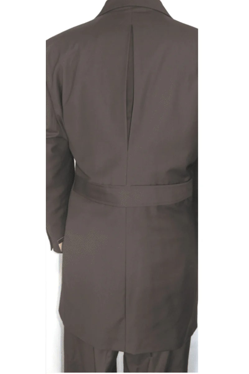 Mens 4 Button Double Breasted Vest Suit in Brown - 38 Short Jacket+32 Waist Adjustable 28to34)(Height: 5 4 to5 7 )(Neck 15-16.5)S-M)