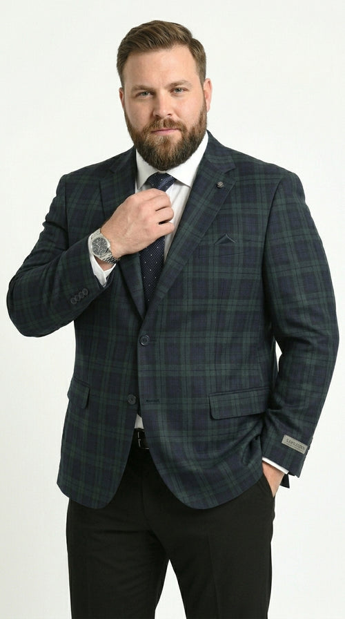 Stacy Adams Men’s Glen Plaid Hybrid Fit Sport Coat, Business Casual Blazer in Navy, Burgundy and Blue