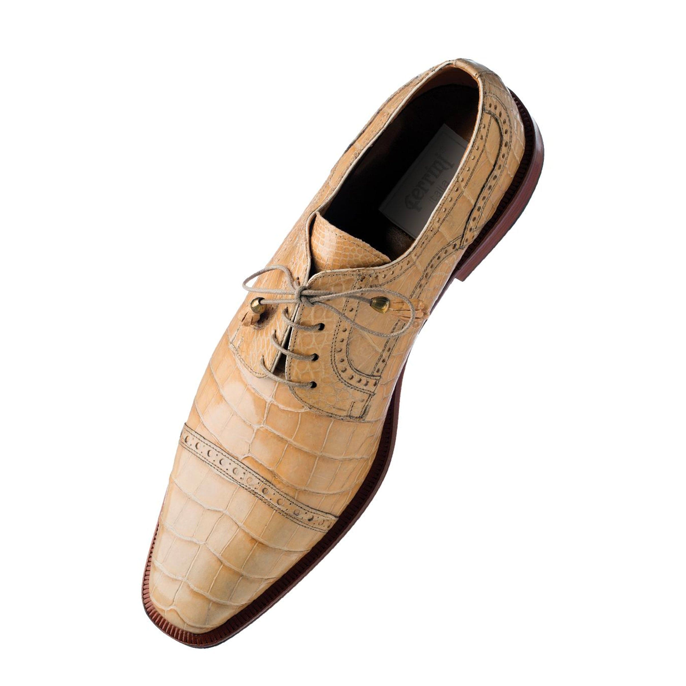 Mens Ferrini Alligator Cap Toe Dress Shoe in Tan - 10