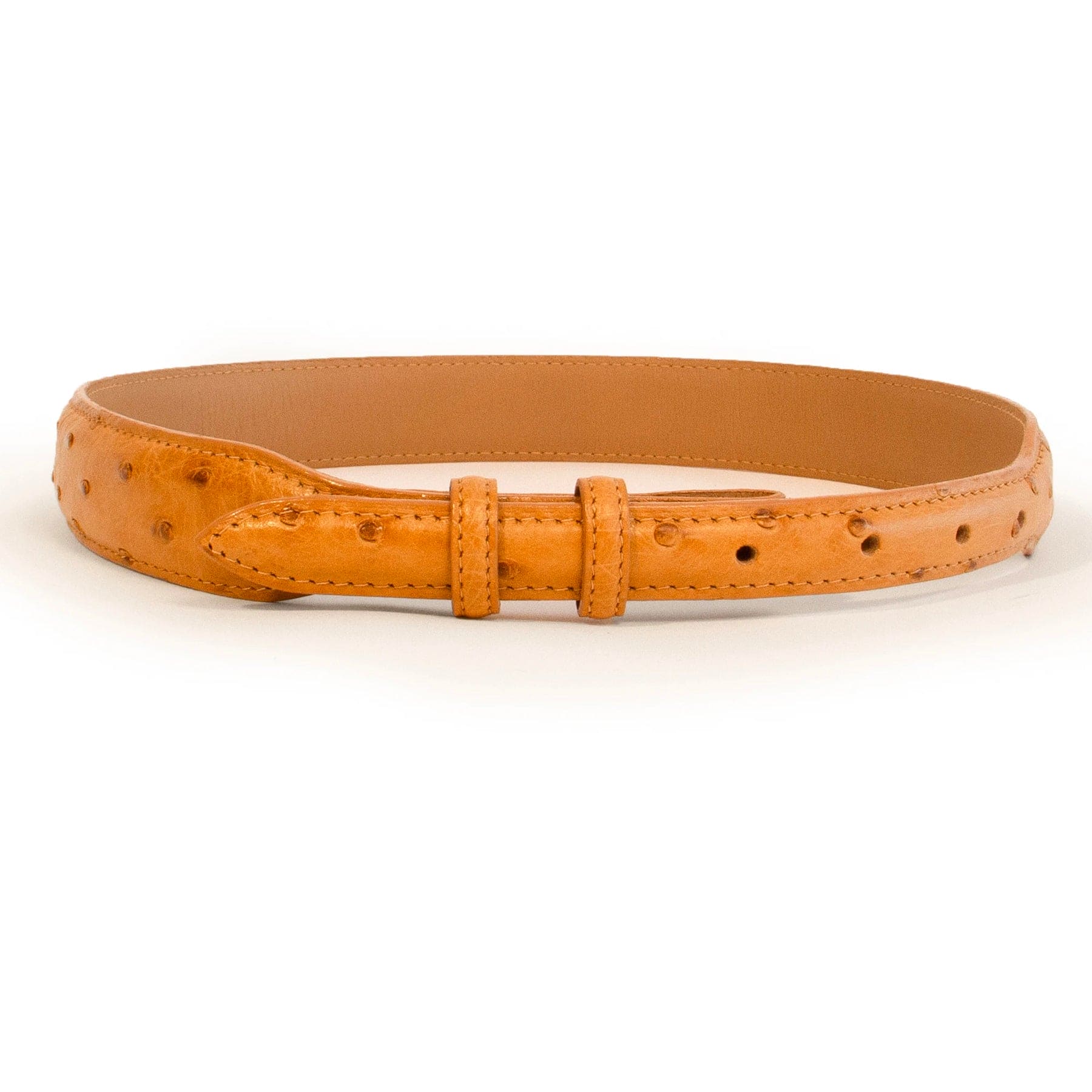 Mens Ferrini 1¼-¾" Tapered Ostrich Quill Dress Belt in Tan - One Size Fits All | Cut to Size