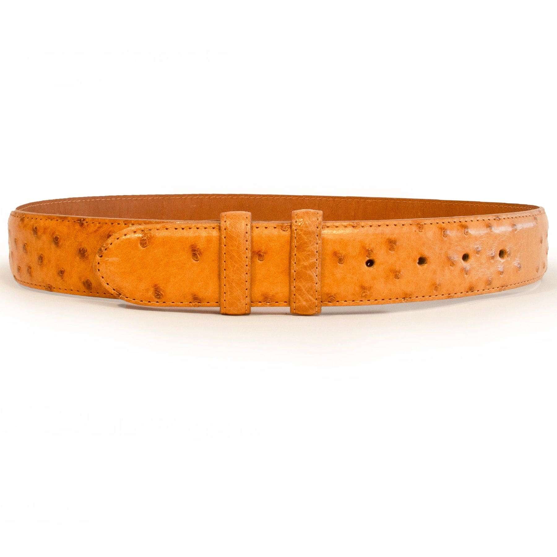 Mens Ferrini 1½" Ostrich Quill Dress Belt in Tan - One Size Fits All | Cut to Size