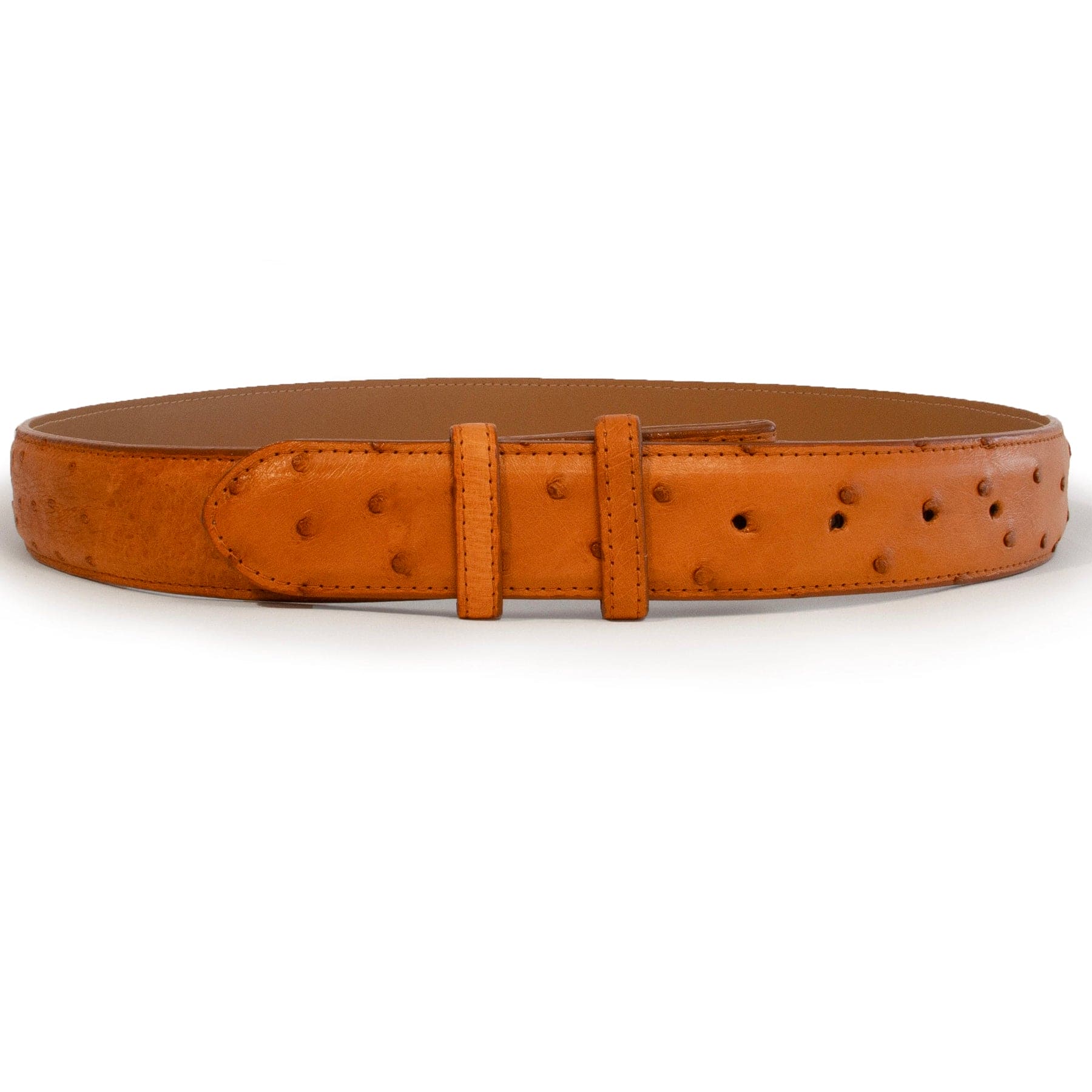 Mens Ferrini 1½" Ostrich Quill Dress Belt in Tan - One Size Fits All | Cut to Size