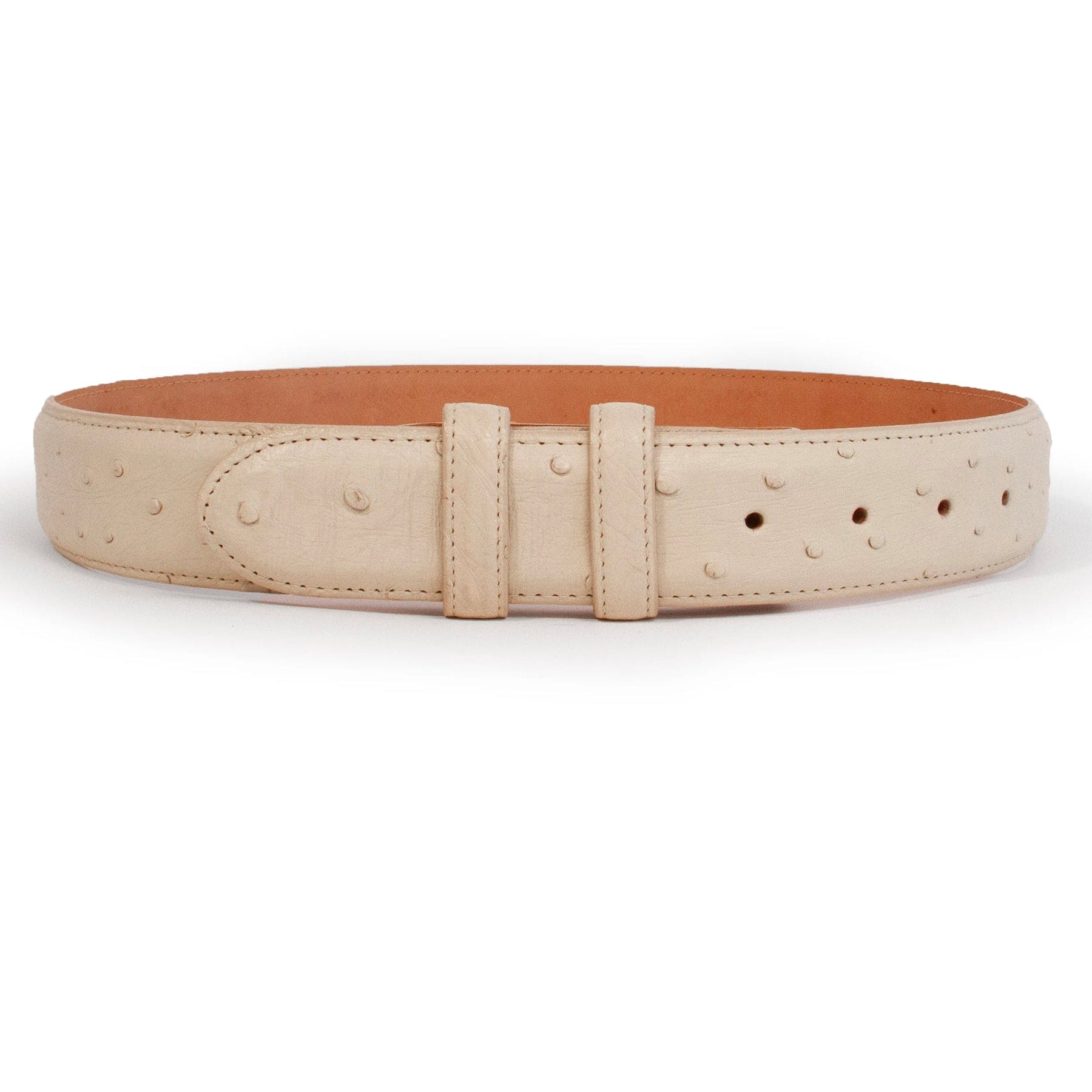 Mens Ferrini 1½" Ostrich Quill Dress Belt in Tan - One Size Fits All | Cut to Size