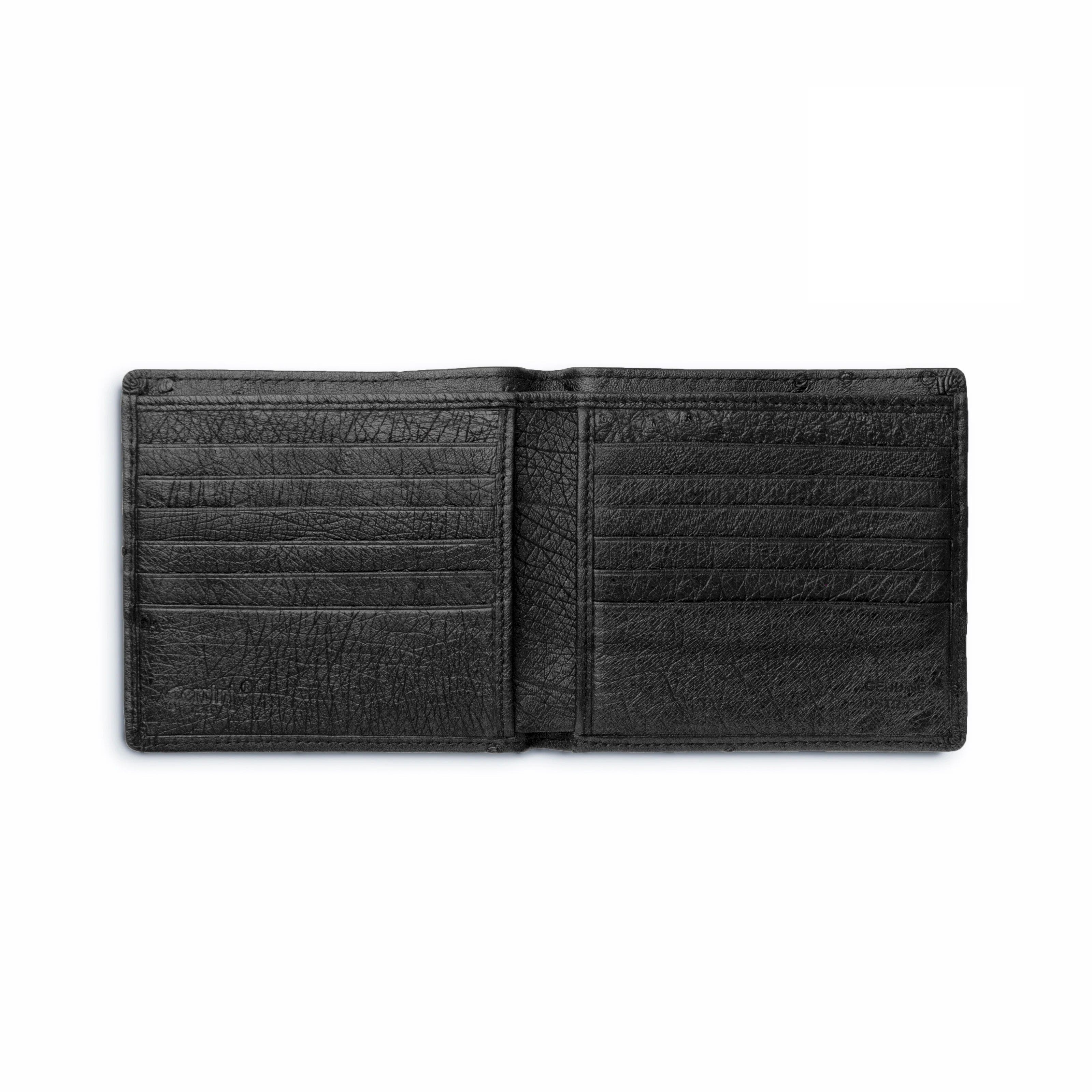 Mens Full Ostrich Quill Hipster Wallet in Black - Black