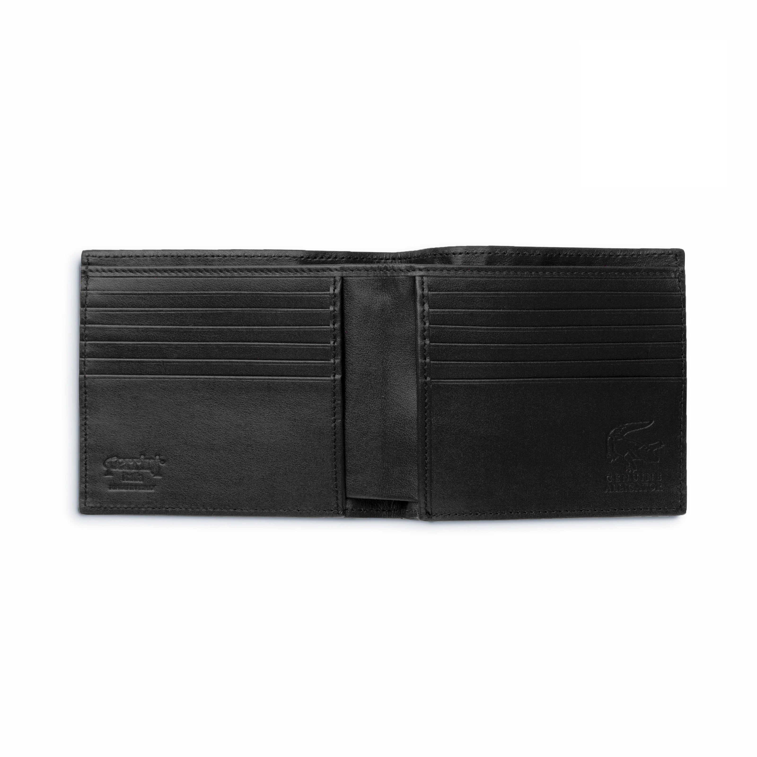 Mens Alligator Hipster Wallet in Black - Black