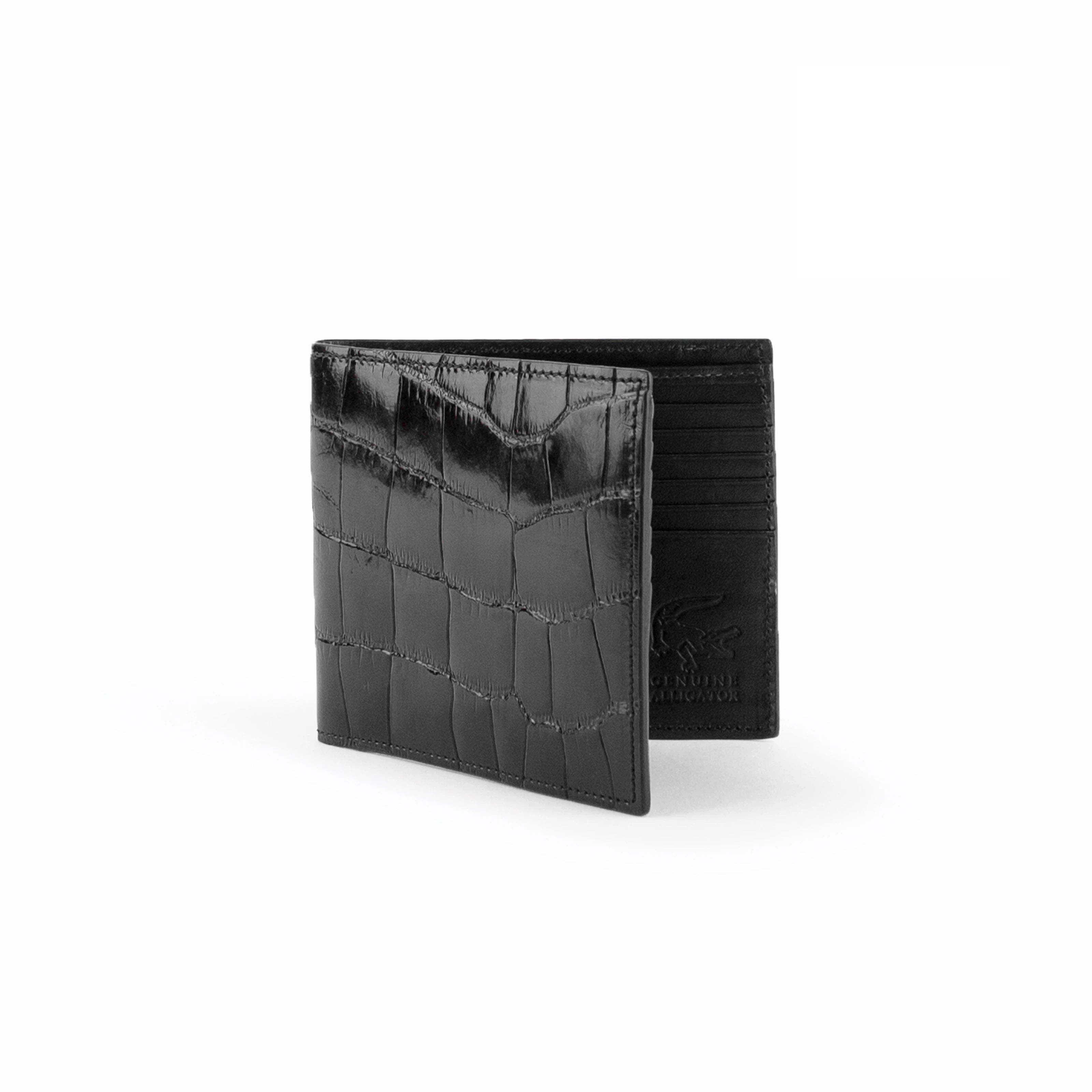 Mens Alligator Hipster Wallet in Black - Black