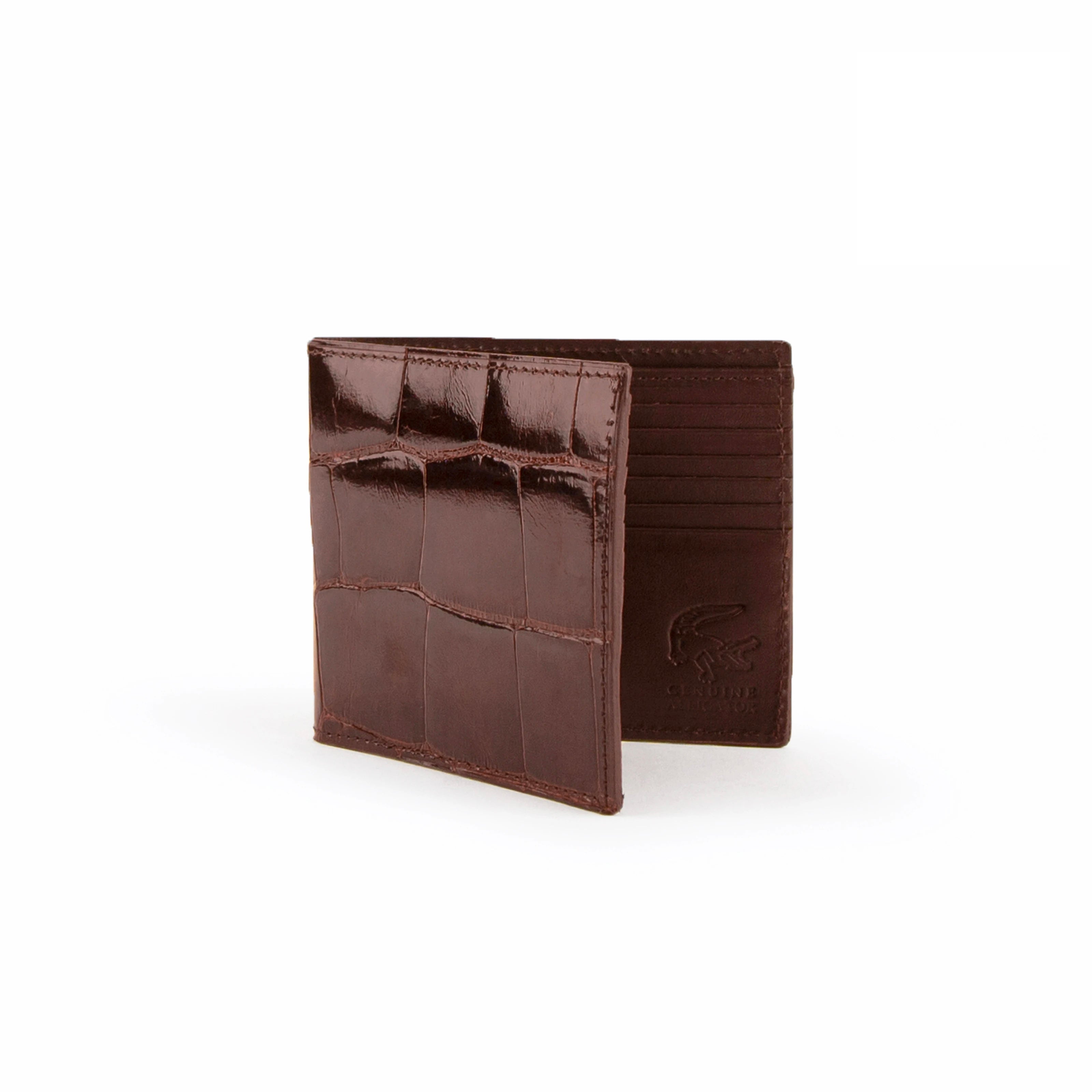 Mens Alligator Hipster Wallet in Brown - Brown