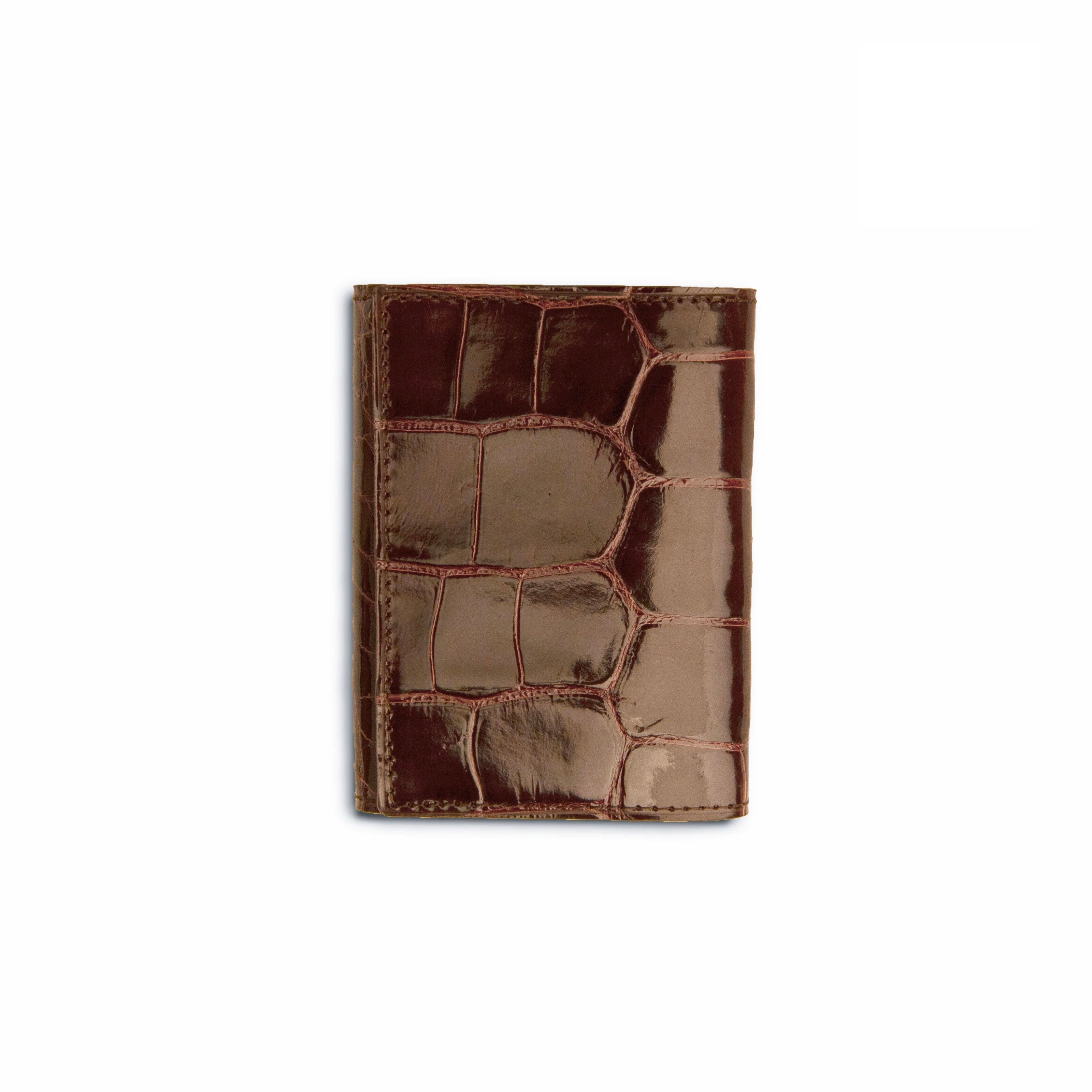 Mens Alligator Trifold Wallet in Brown - Brown