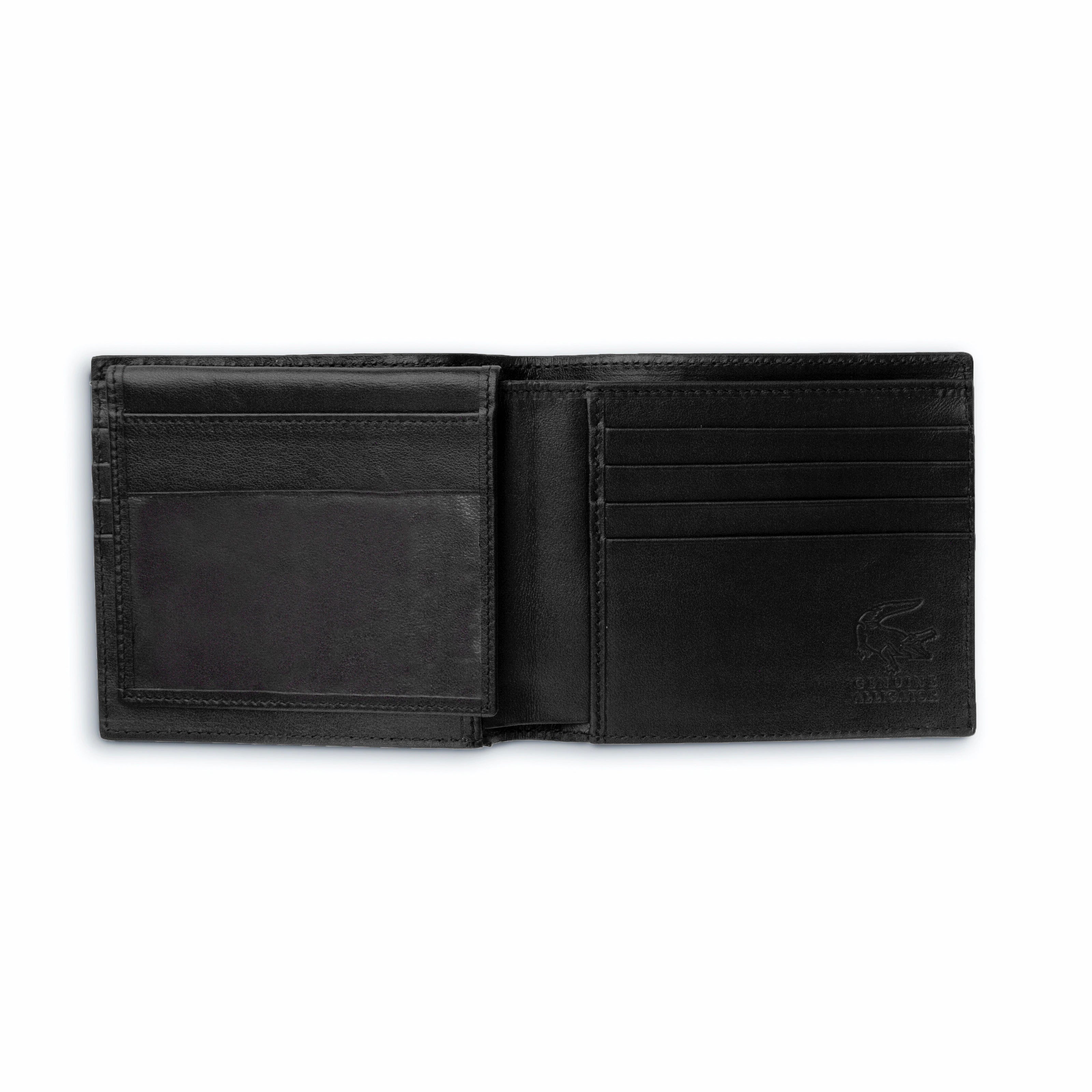 Mens Alligator Billfold Wallet in Black - Black