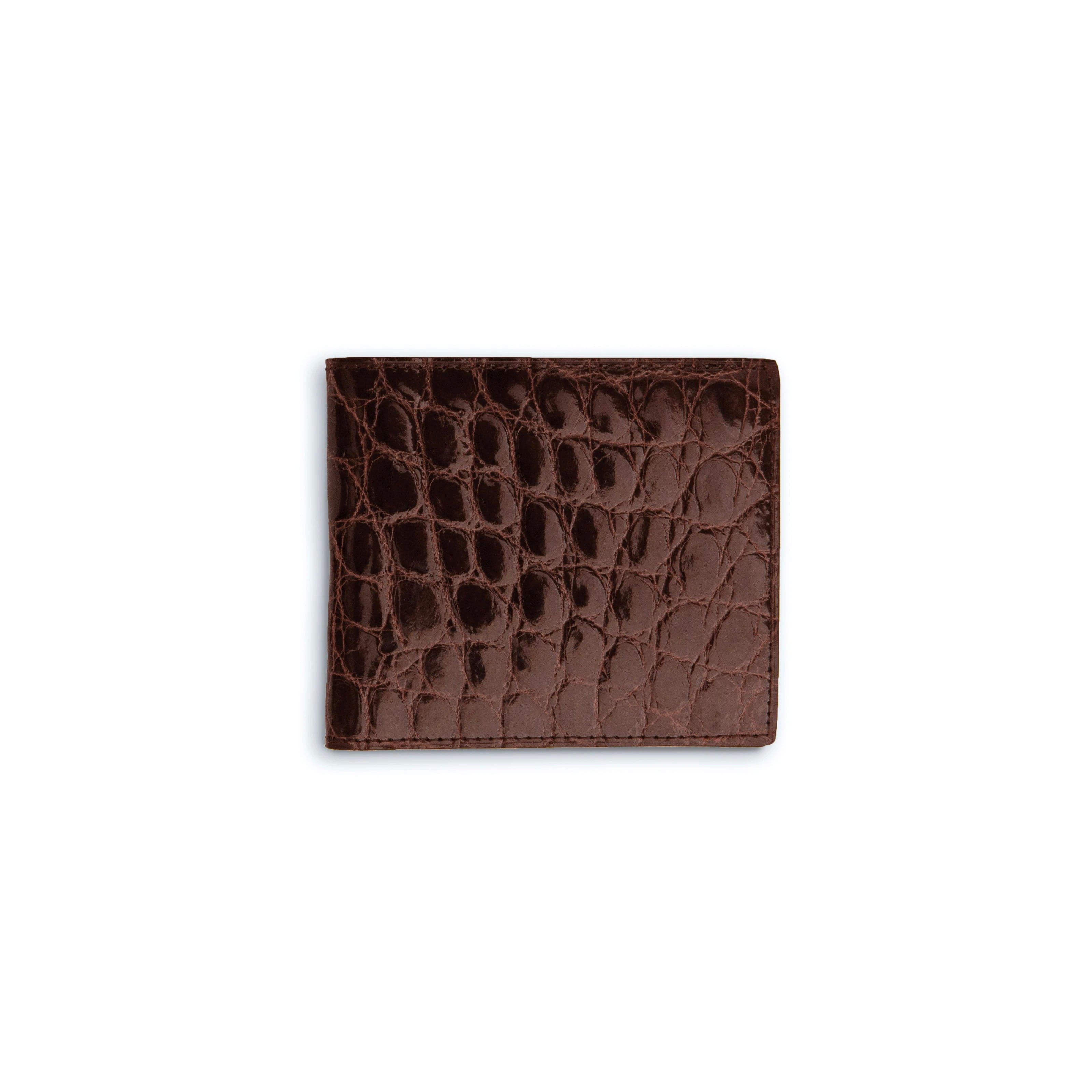 Mens Alligator Billfold Wallet in Brown - Cognac