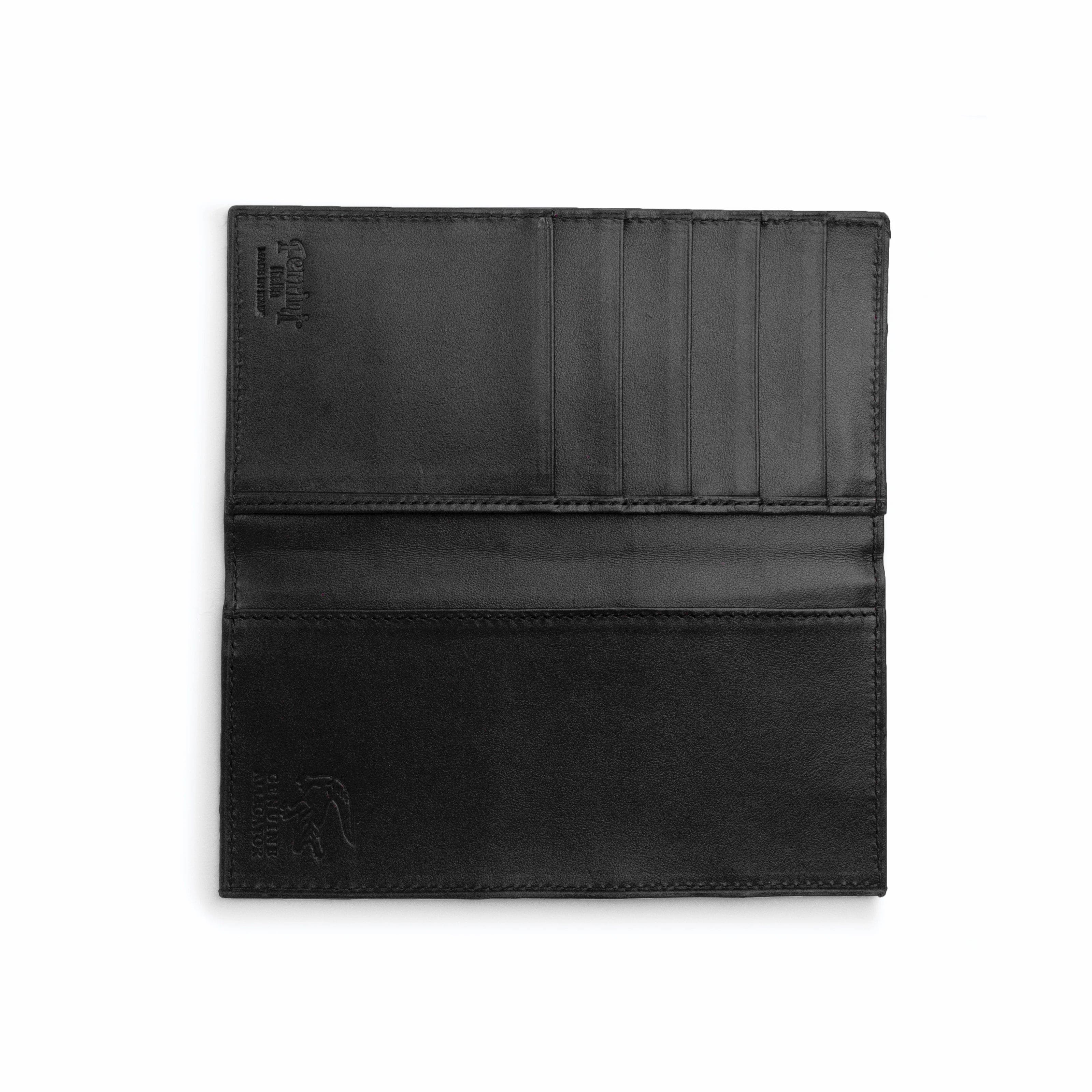 Alligator Checkbook Holder in Black - Black