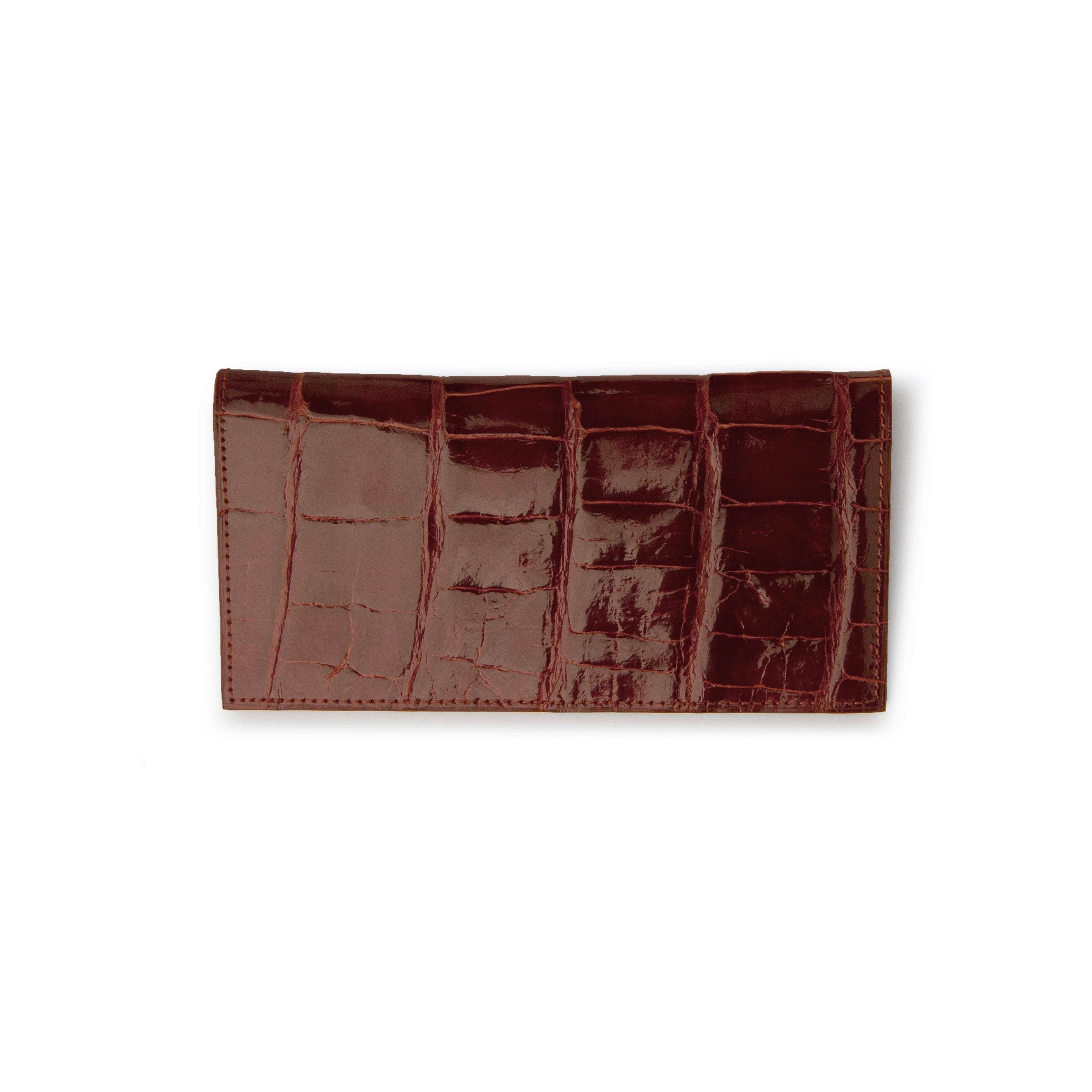 Alligator Checkbook Holder in Cognac - Black