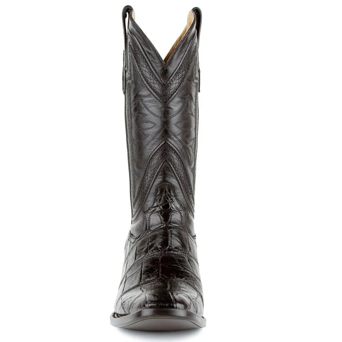 Ferinni Boot - Mens Dress Cowboy Boot - Ferrini Bronco Men's Print Pirarucu Fish Boots Handcrafted Black in Black Color - 8D