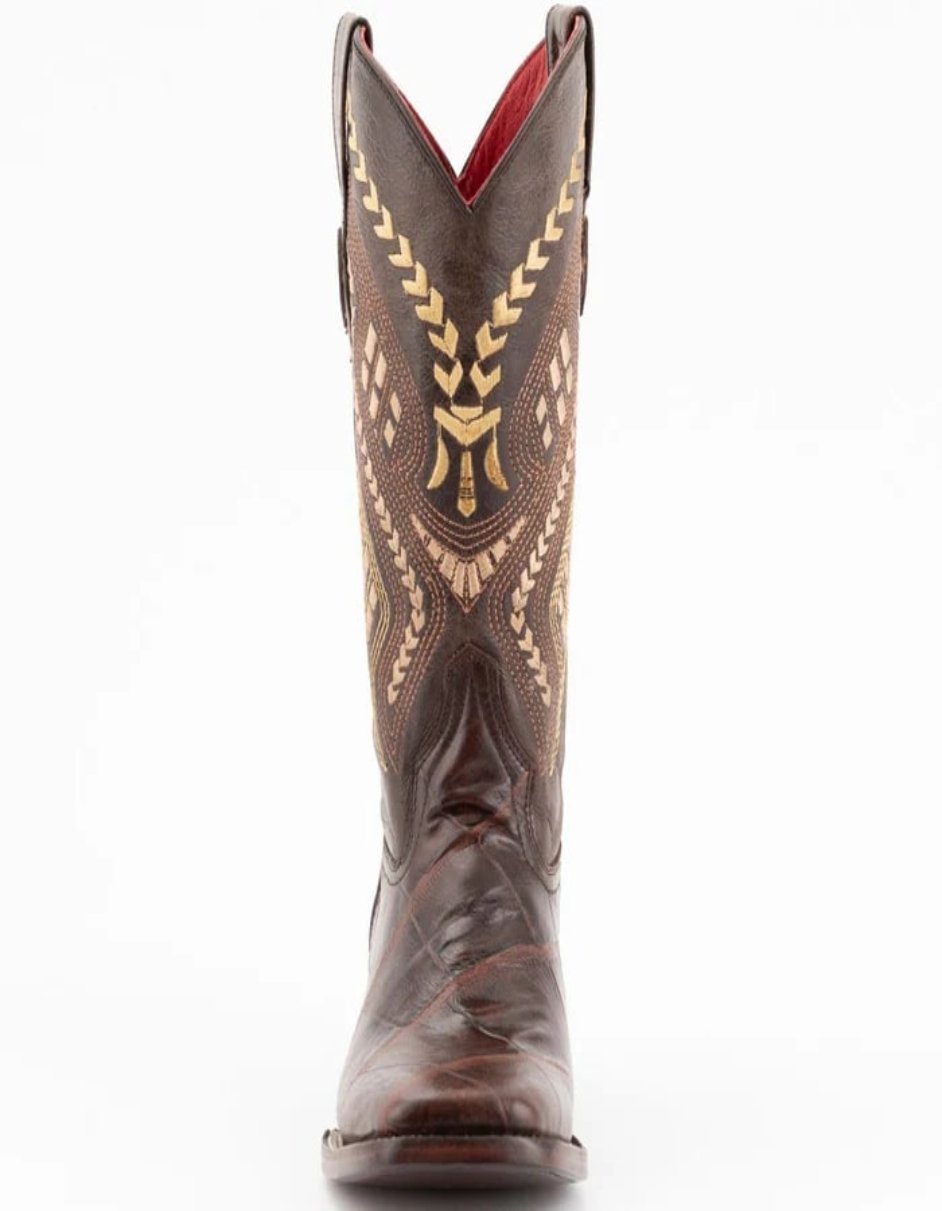 Ferrini Women's Jesse Square Toe Boots Alligator Print - Chocolate - 8.5D