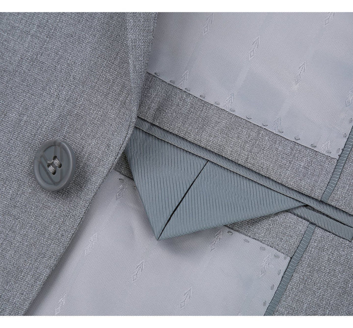 Cheap Priced Suit- Mens Basic Two Button Classic Fit Light Grey Suit With Optional Vest - 38 Short Jacket+32 Waist Adjustable 28to34)(Height: 5 4 to5 7 )(Neck 15-16.5)S-M)