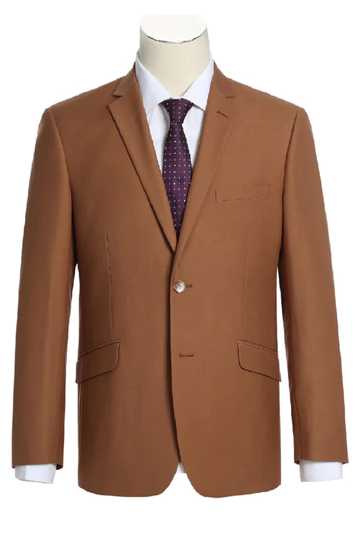 Cheap Priced Suit - Mens Basic Two Button Slim Fit Rust Suit