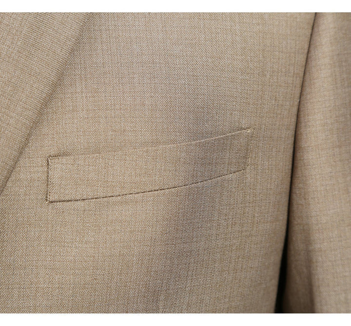 Cheap Suit - Mens Basic Two Button Classic Fit Taupe Suit With Optional Vest - 38 Short Jacket+32 Waist Adjustable 28to34)(Height: 5 4 to5 7 )(Neck 15-16.5)S-M)