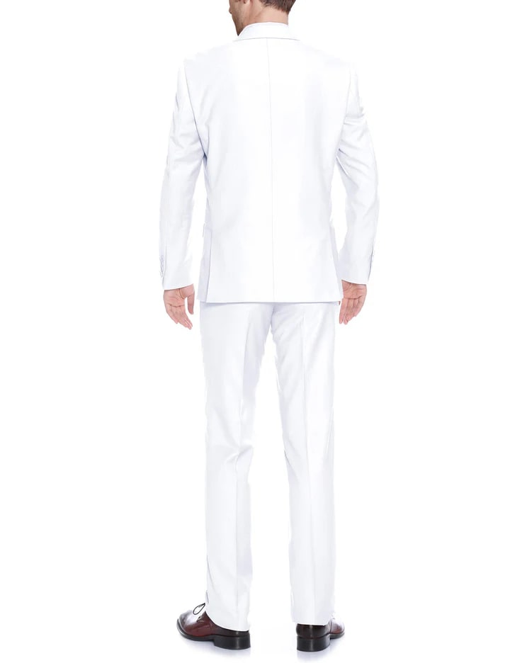 Cheap Suit - Mens Basic Two Button Classic Fit White Suit - 38 Short Jacket+32 Waist Adjustable 28to34)(Height: 5 4 to5 7 )(Neck 15-16.5)S-M)
