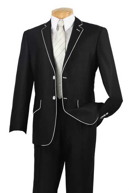 Tuxedo & Formal Men's Slim Fit Black White Trim Suits-New Designer Collection