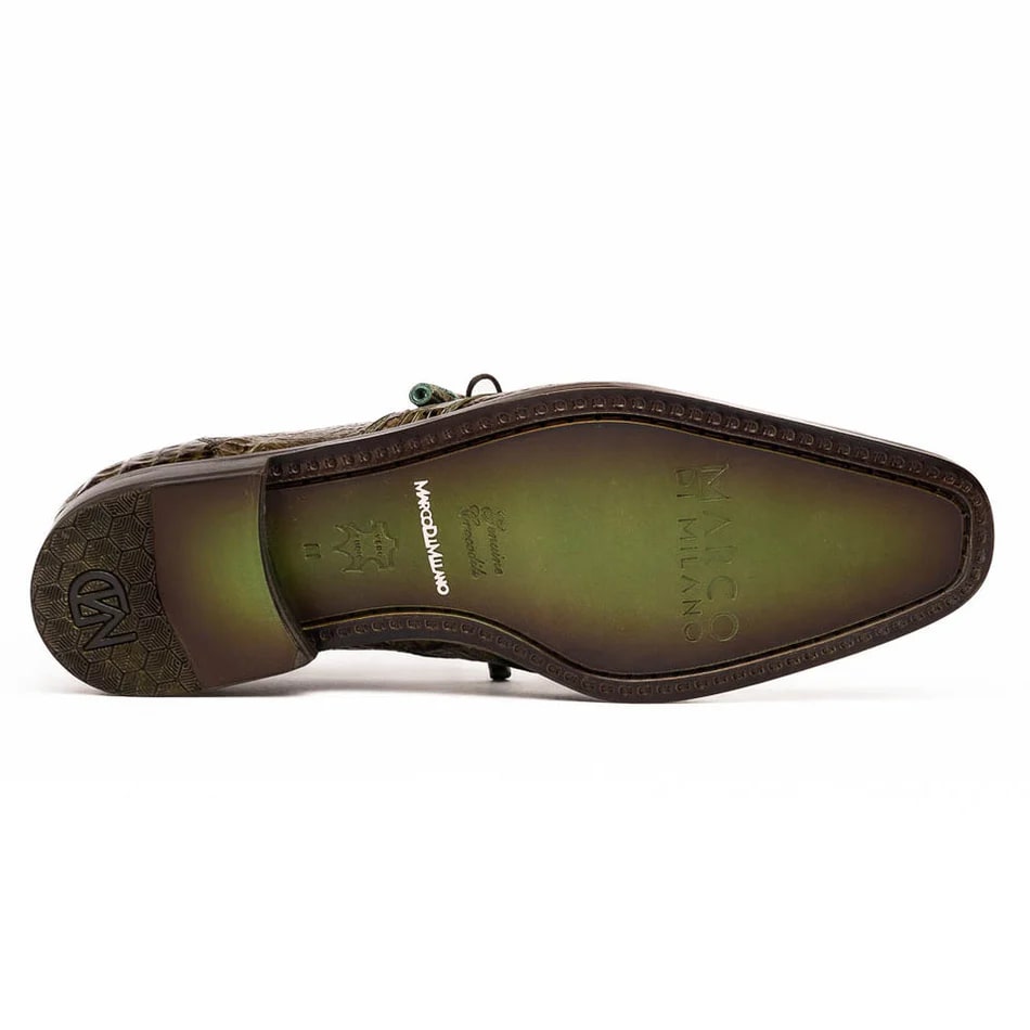 Marco Di Milano Lacio Men's Shoes Wood Green Genuine Caiman Crocodile Dress Derby Oxfords - 8