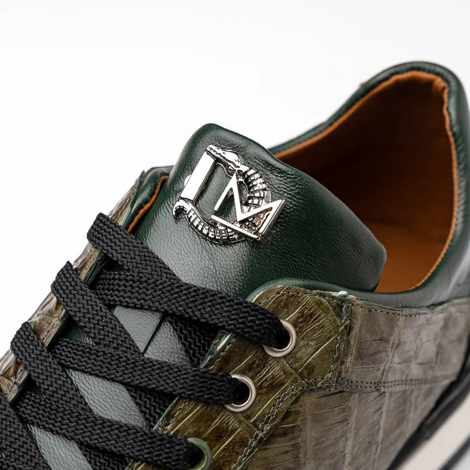 Marco Di Milano Portici Men's Shoes Green & Olive Exotic Lizard / Crocodile Casual Sneakers - 8