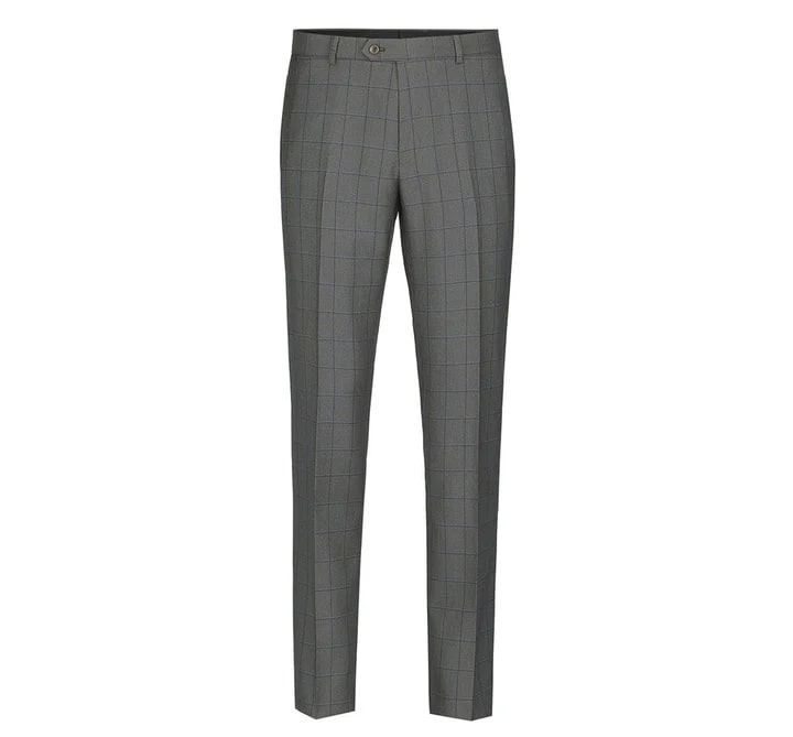 Cheap Priced Suit - Mens Two Button Slim Fit Two Piece Suit In Grey Windowpane Plaid - 38 Short Jacket+32 Waist Adjustable 28to34)(Height: 5 4 to5 7 )(Neck  15-16.5)S-M)