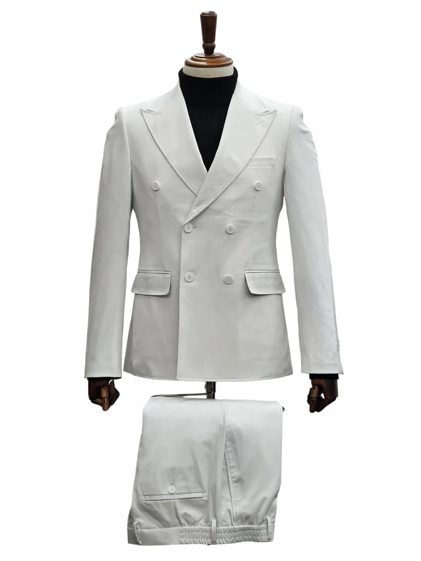 Stretch Fabric - Slim Fitted Suit - "White" Light Weight Suit - "Style #"