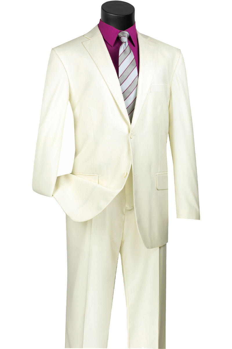 Men's Button Closure Poly Gabardine Pleated Pants Black 2 Piece Suit