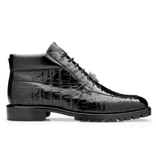 Men's Belvedere Gallardo Caiman Crocodile Dress Hiker Boot in Black - 10-M