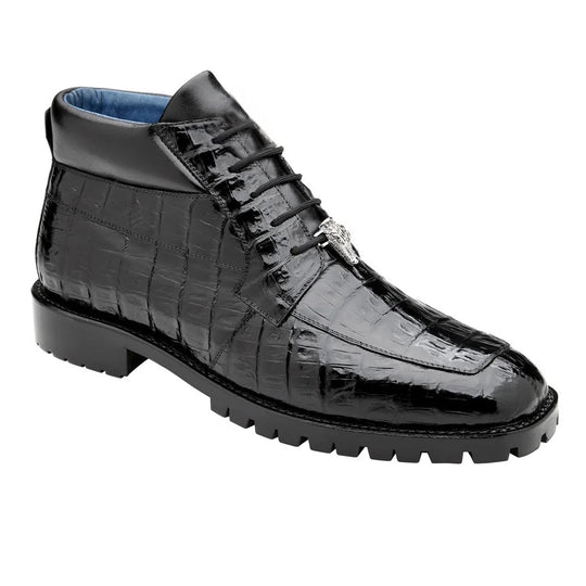 Men's Belvedere Gallardo Caiman Crocodile Dress Hiker Boot in Black - 10-M