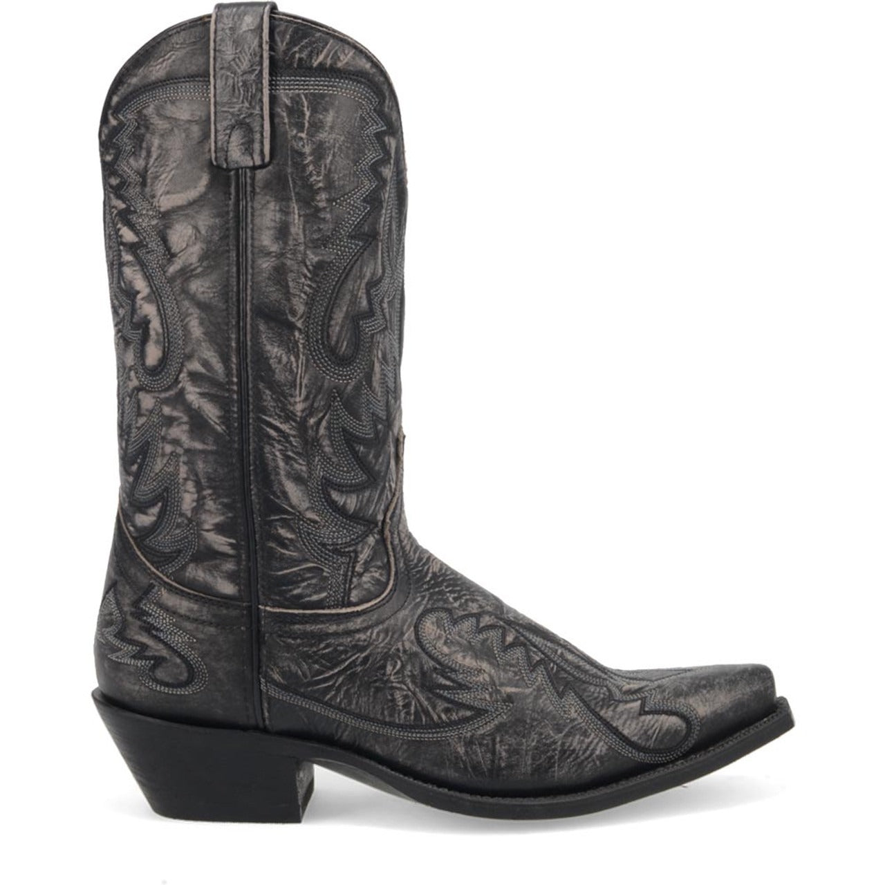 Laredo Garrett Black Distress Leather Snip Toe Boots for Men - 8D