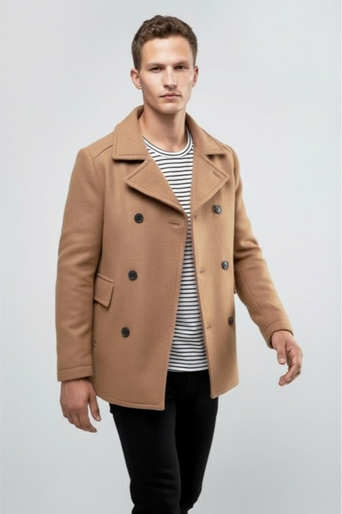 Mens Wool Camel  Peacoat - Coat Size 38