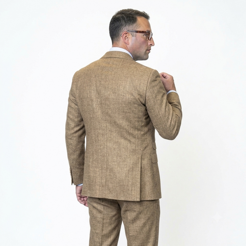 Mens Ticket Pocket Peak Lapel Double breasted Vest 100% Wool Tom Ford Style Modern Fit in Color "Bronze" By Statement
