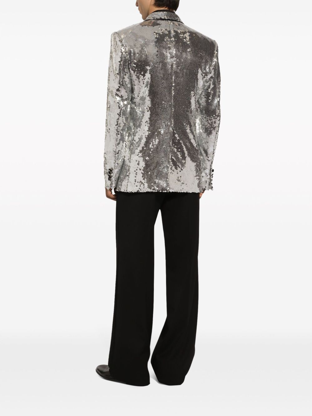 Glitter Tuxedo Dinner Jacket - Sequin Blazer - Sliver Flashy Stage Sport Coat By Alberto Nardoni - Coat Size 38