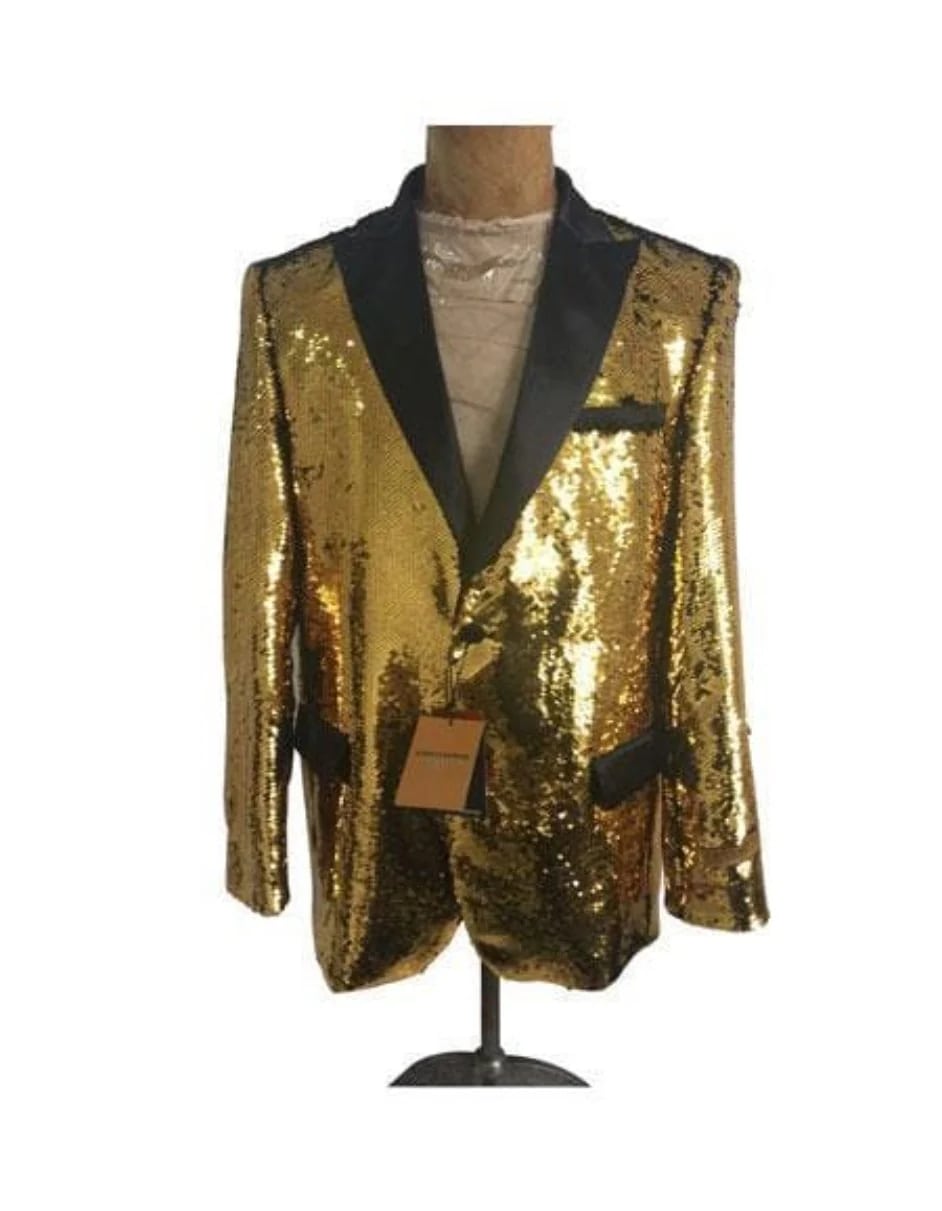 Christmas Blazer - New Year Holiday Tuxedo Dinner Jacket - Sequin Single Breasted Fabric Shiny Perfect For Party - S