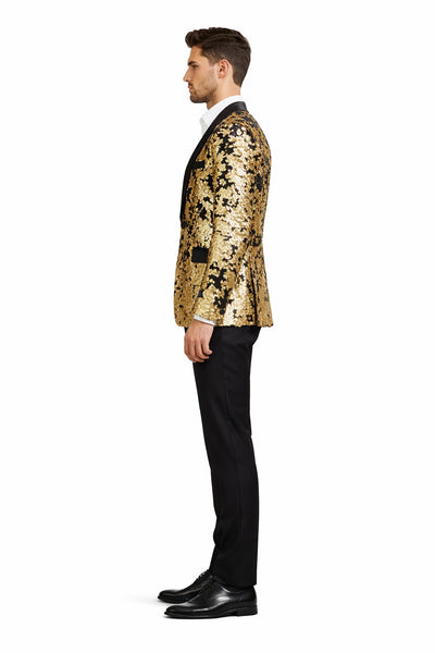Sequin Tuxedo - Mens Blazer - Gold Dinner Jacket - Shiny Tuxedo Jacket