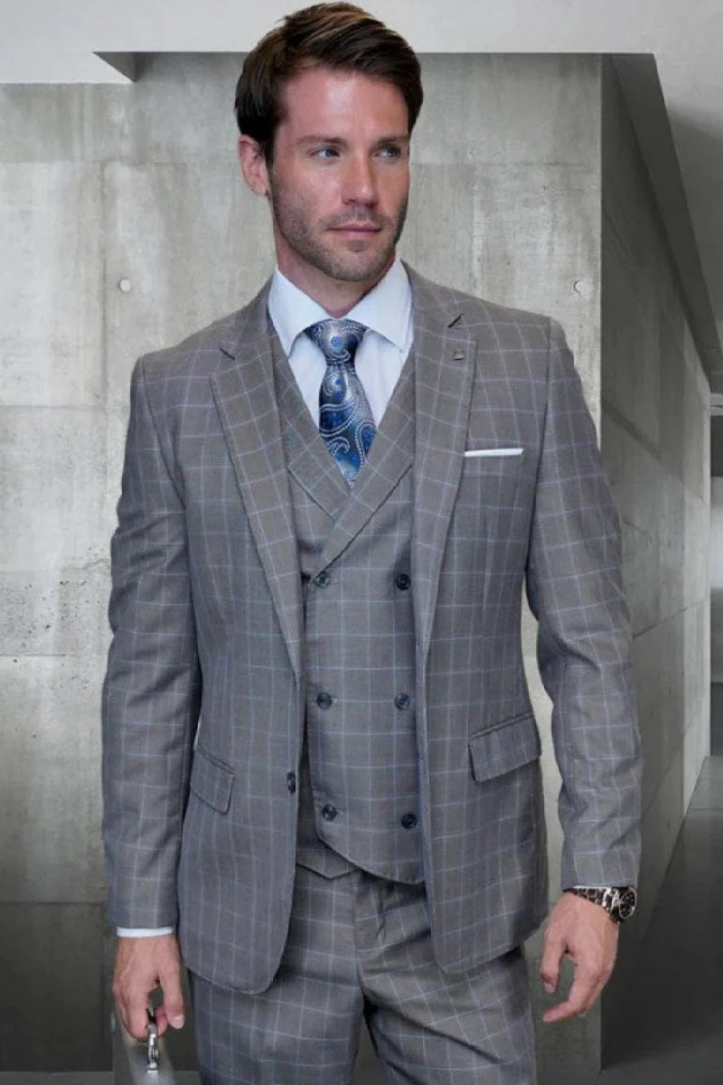 Big and Tall Suit - Gray Big and Tall Modern Fit 3 PC Suit - Coat Size 38