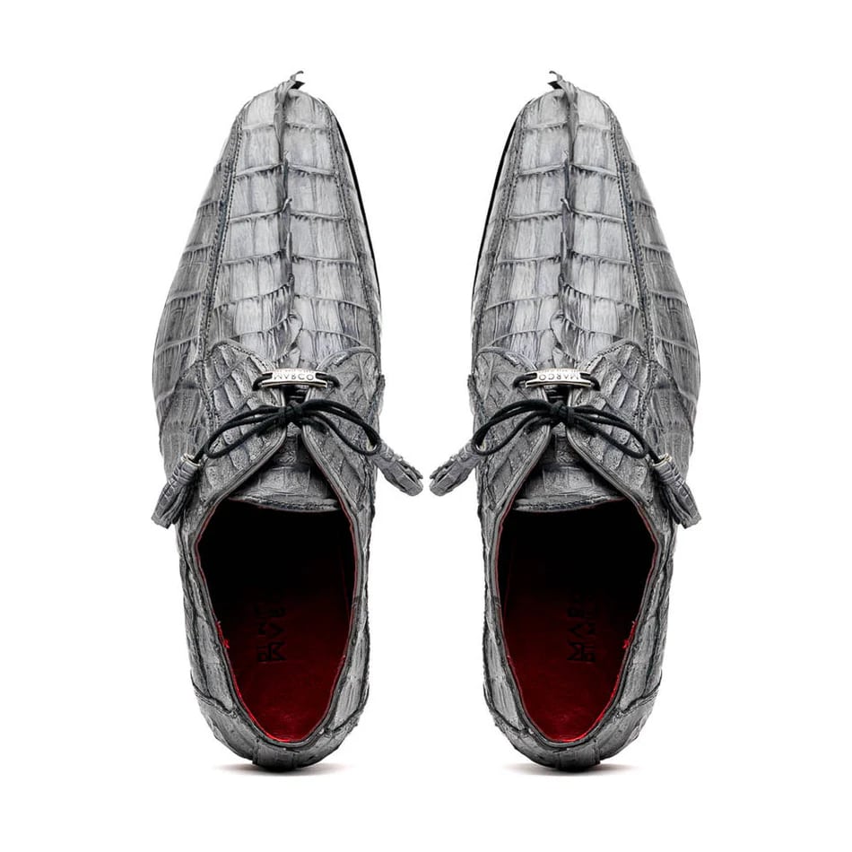Marco Di Milano Cancun Men's Shoes Gray Exotic Hornback Crocodile Skin Derby Oxfords - 9.5
