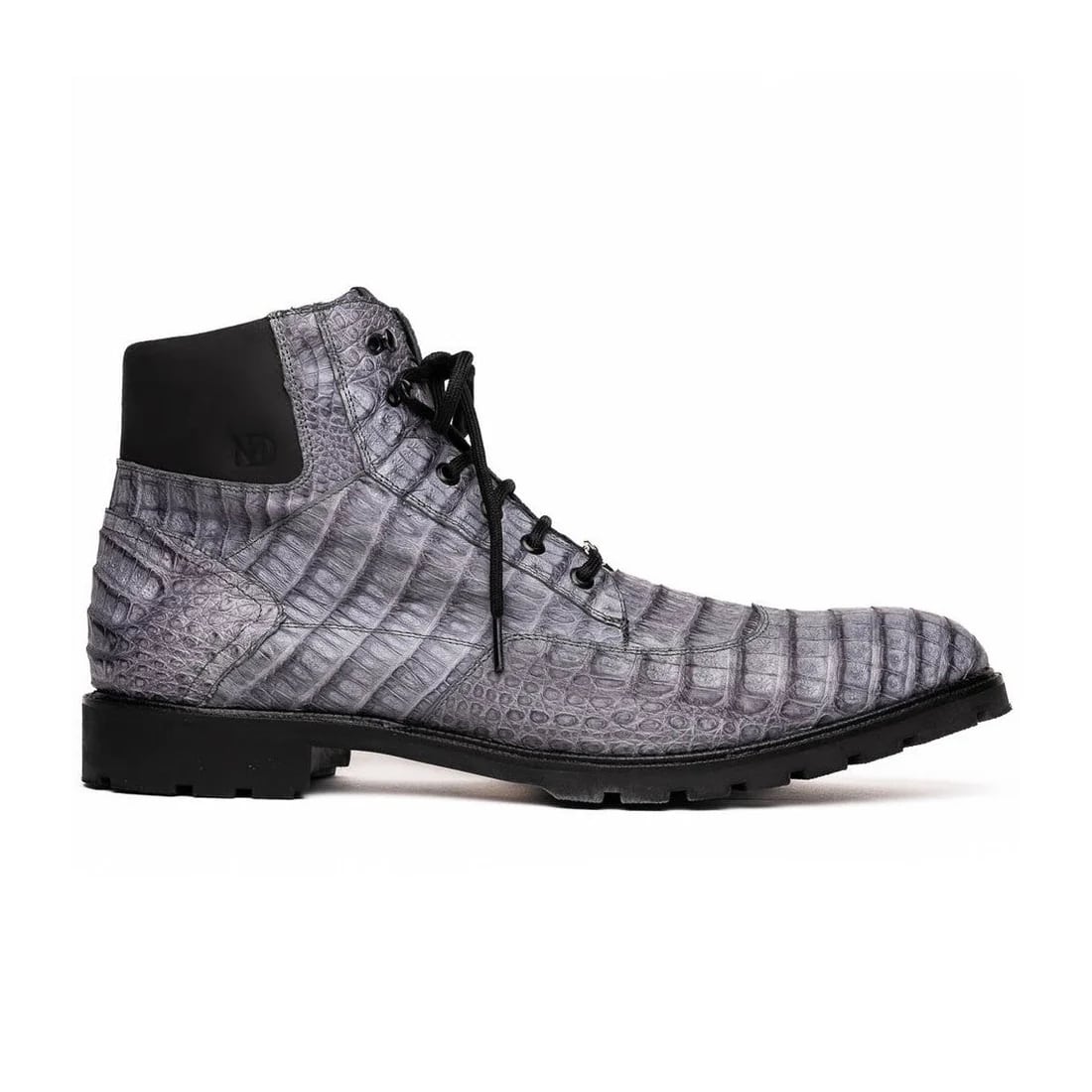 Marco Di Milano Leoni Men's Shoes Oil Gray Genuine Caiman Leather Crocodile Rugged Boots - 8