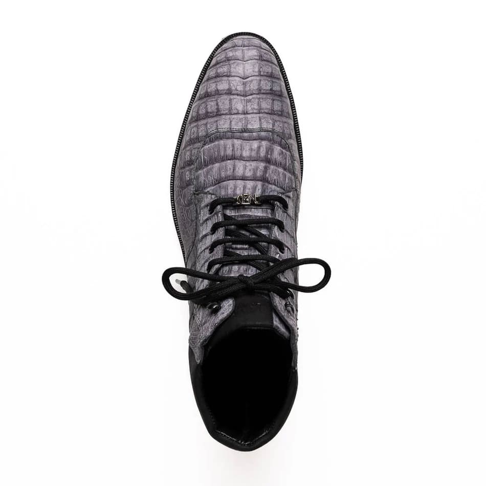 Marco Di Milano Leoni Men's Shoes Oil Gray Genuine Caiman Leather Crocodile Rugged Boots - 8