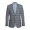 Designer Brand - Wool Stretch Single Breasted Slim Grey Suit Windowpane Check