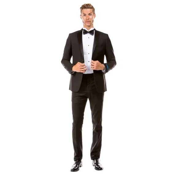 Mens Black Tuxedo 2-PC Hybrid Fit By Sean Alexander - 38 Short Jacket+32 Waist Adjustable 28to34)(Height: 5 4 to5 7 )(Neck 15-16.5)S-M)